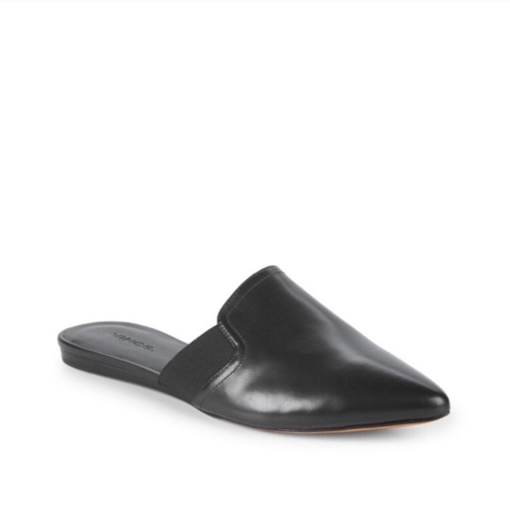 Vince Black Leather Mules